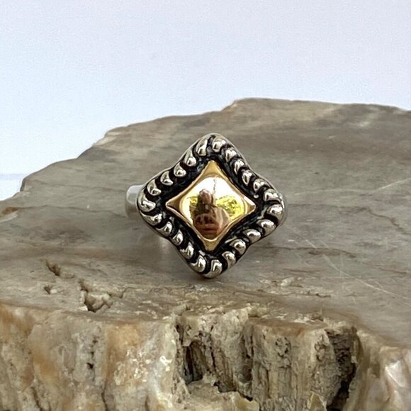Joseph Esposito Sterling Silver 925 14K Yellow Gold Mixed Metal Ring Sz 6.75 - Picture 3 of 16